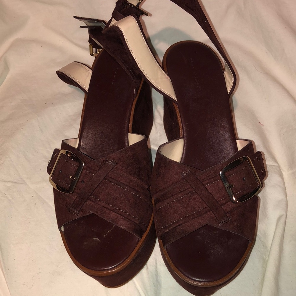 Zara Burgundy Platform Sandals - Picture 2 of 3